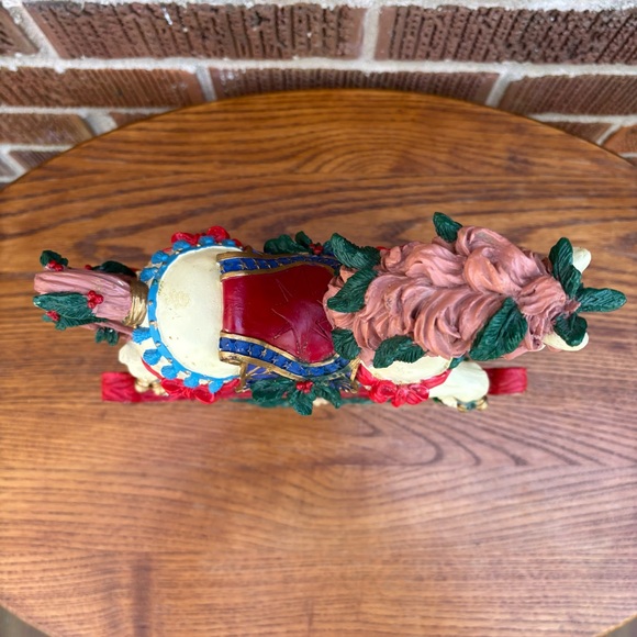 Christmas Holiday Resin Rocking Horse with gifts doll Teddy Bear - Picture 7 of 9